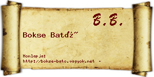 Bokse Bató névjegykártya